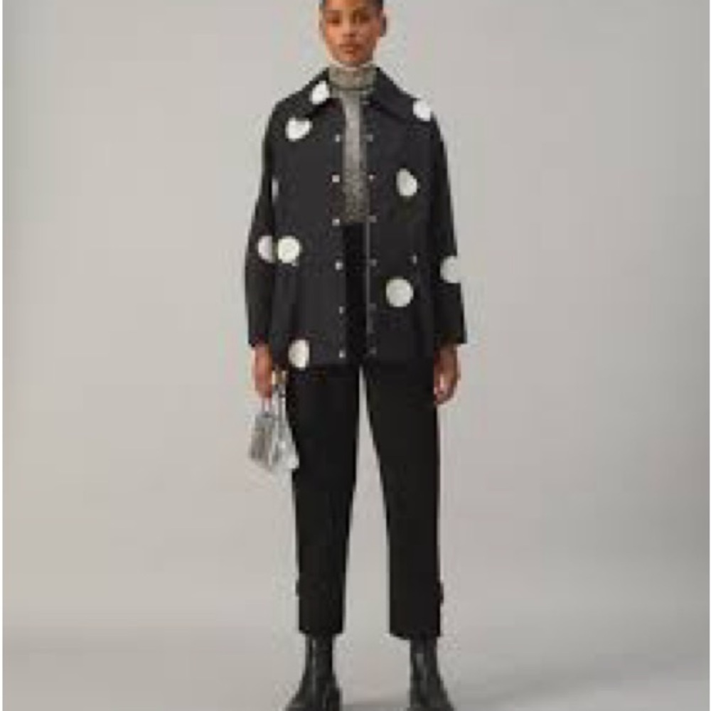 Tory Burch Black and White Polka Dot Utility Jacket